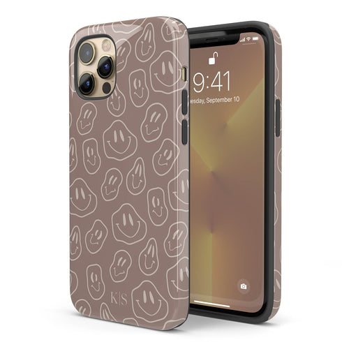 Melting Smiley Face Custom Initials iPhone Case